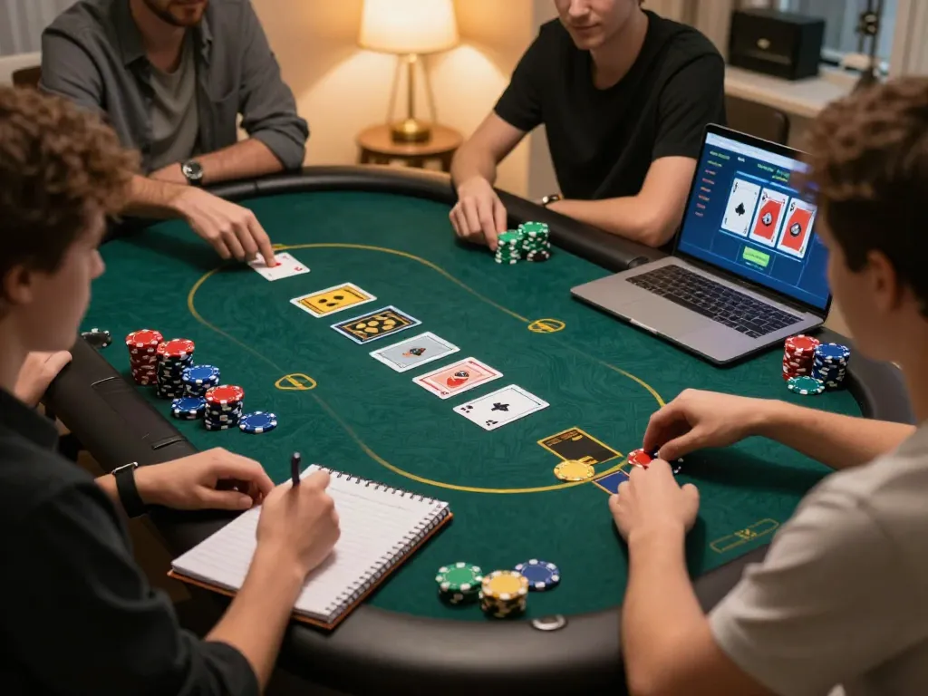 Online poker action at home showcasing nhacaiuytinn users engaged in strategic gameplay.