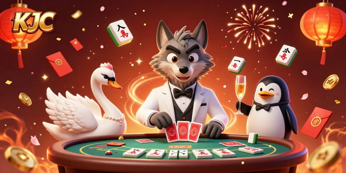 KJC engages players at a lavish casino with a charismatic wolf, a swan dealer, and a penguin sommelier.
