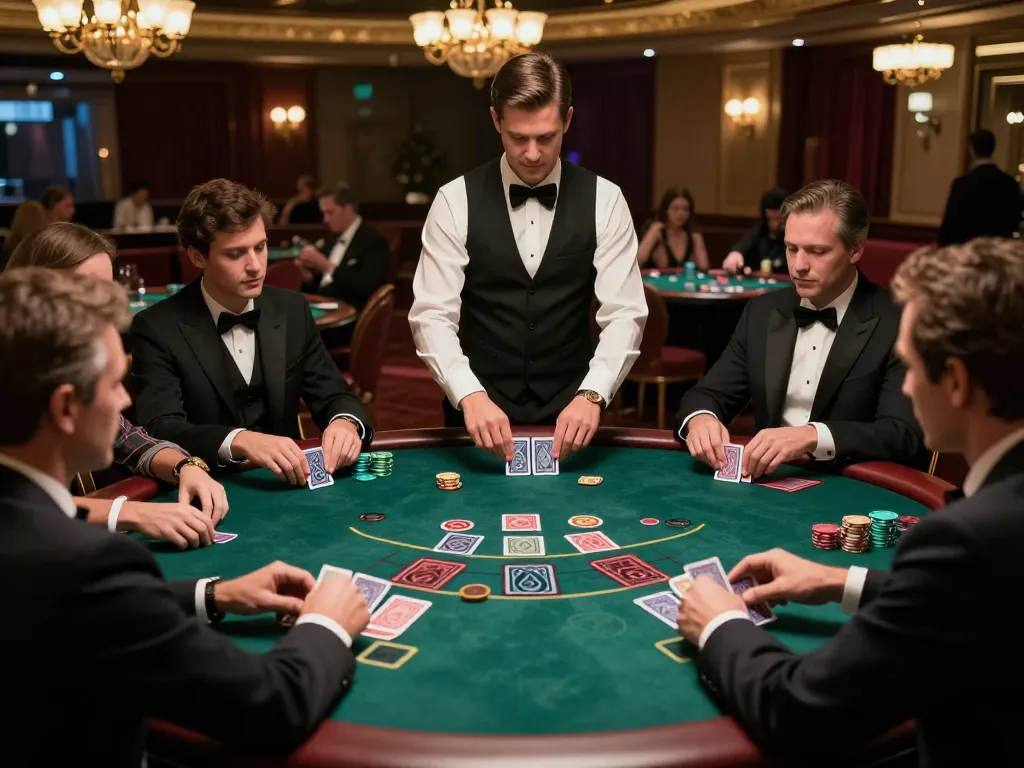 Players strategizing at LU88 com blackjack table, capturing high-stakes casino excitement