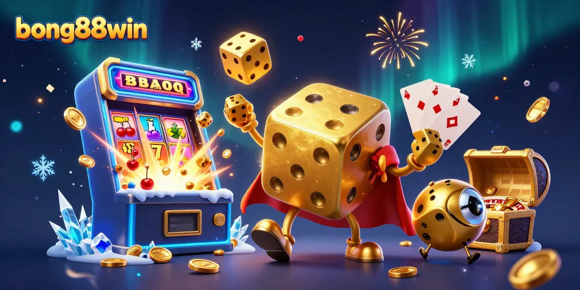 Experience the excitement of gambling at bong88win with dynamic golden dice and vibrant casino visuals.