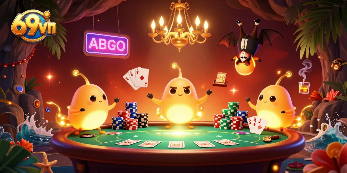 Experience thrilling poker at 69vn's vibrant cave casino with glowworms illuminating the action.