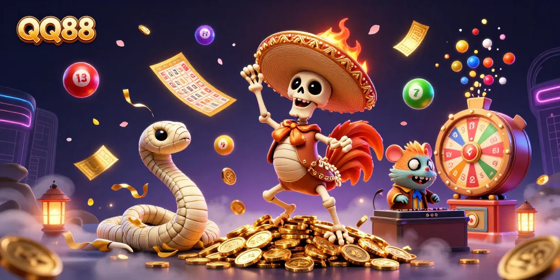 Engage with thrilling QQ88 casino games, featuring vibrant characters and dynamic elements in action.
