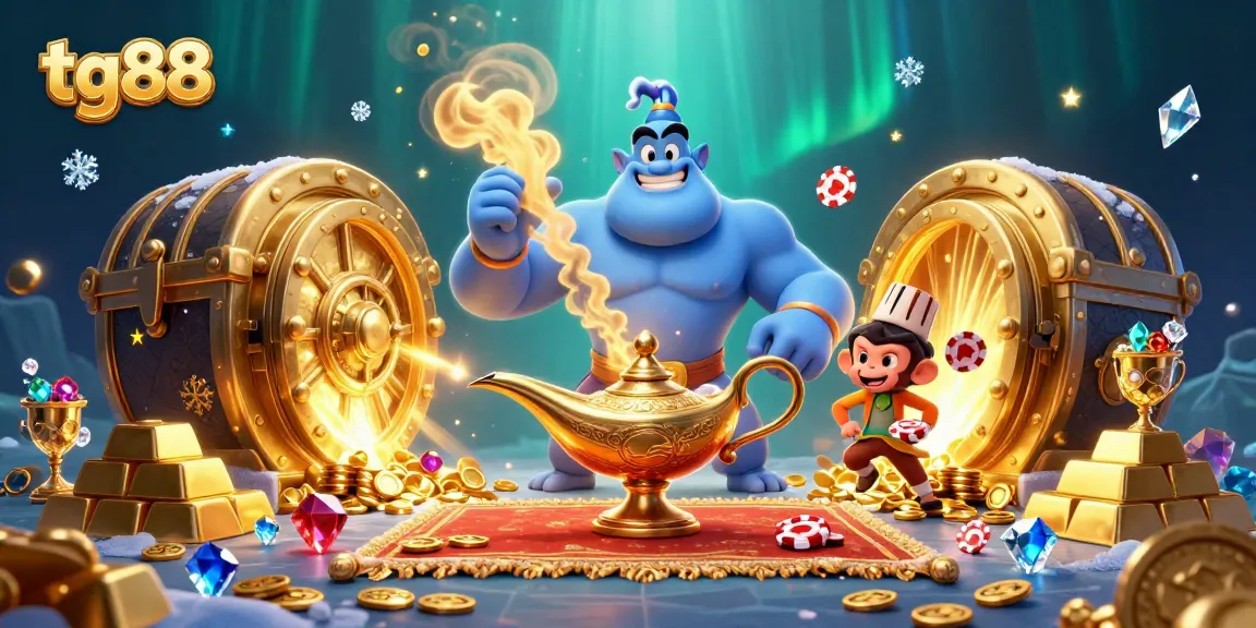 Spin the reels at tg88 with a vibrant scene filled with wealth, magic, and winning possibilities.
