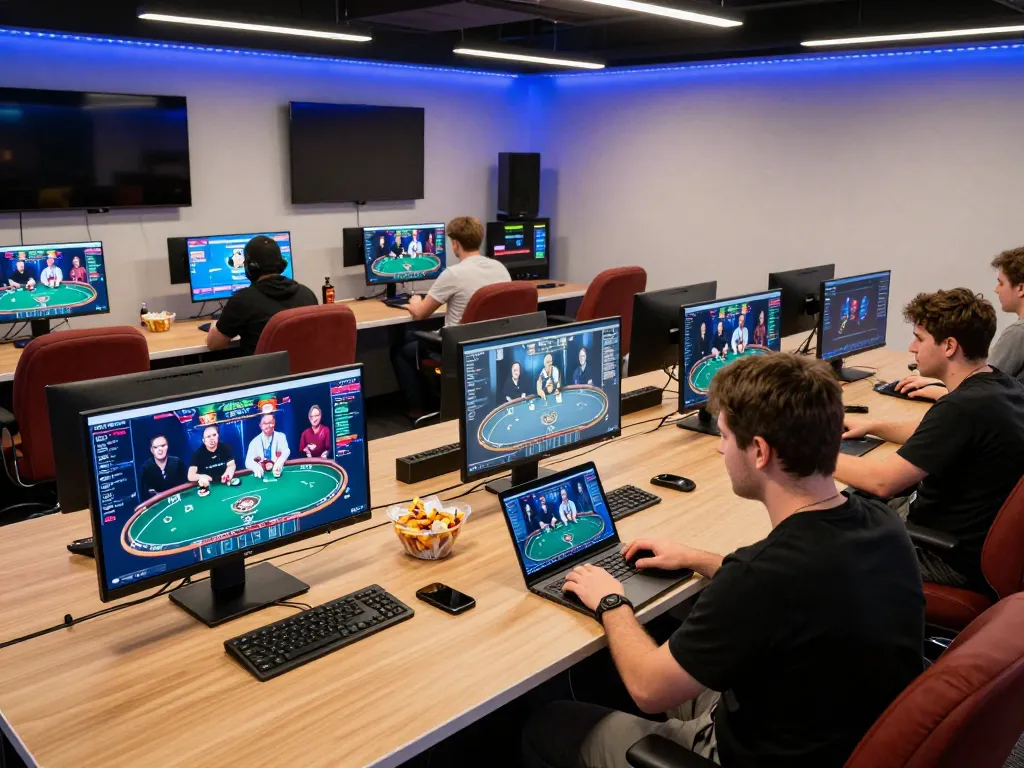 Engaging online poker session focusing on login situs poker and strategic gameplay in a vibrant setting.