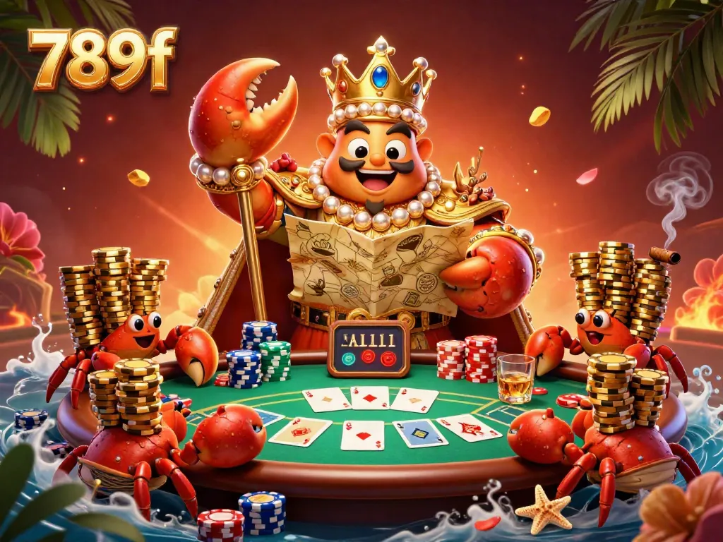 Experience thrilling gaming adventures with 789f as the golden crab emperor leads a vibrant casino scene.