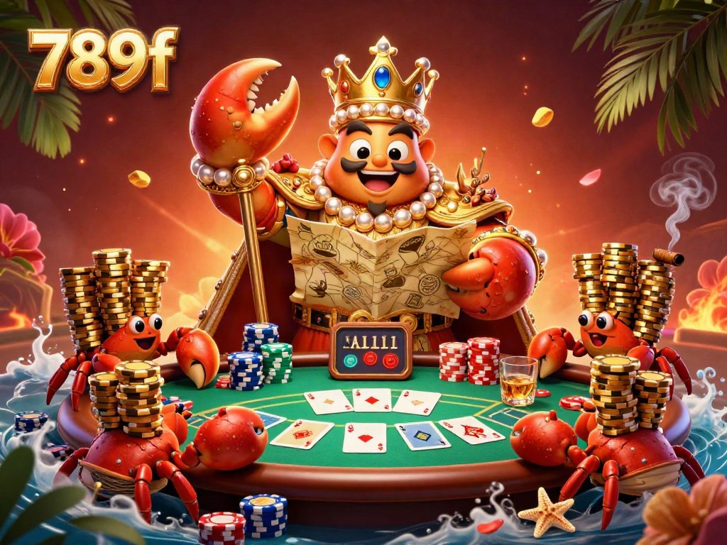 Experience thrilling gaming adventures with 789f as the golden crab emperor leads a vibrant casino scene.