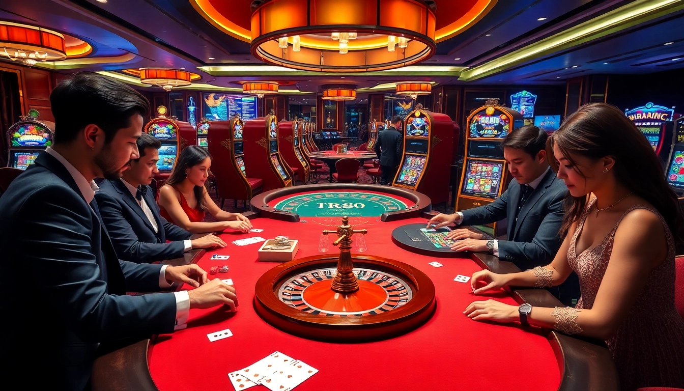 Experience casino TR88 with exciting games like baccarat and roulette in a vibrant setting.