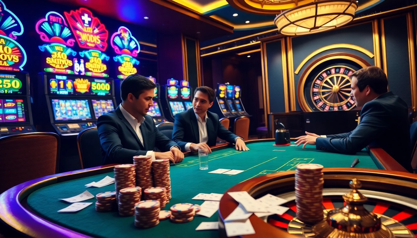 Engaging players at a poker table in a vibrant casino scene centered around vvjl11 com.