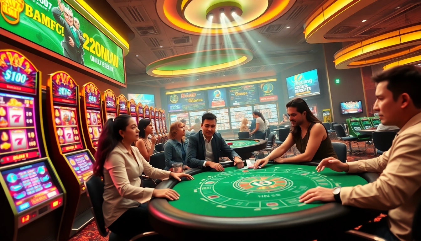 Experience the excitement of gaming at vin777.gb.net with vibrant slot machines and engaging betting scenes.