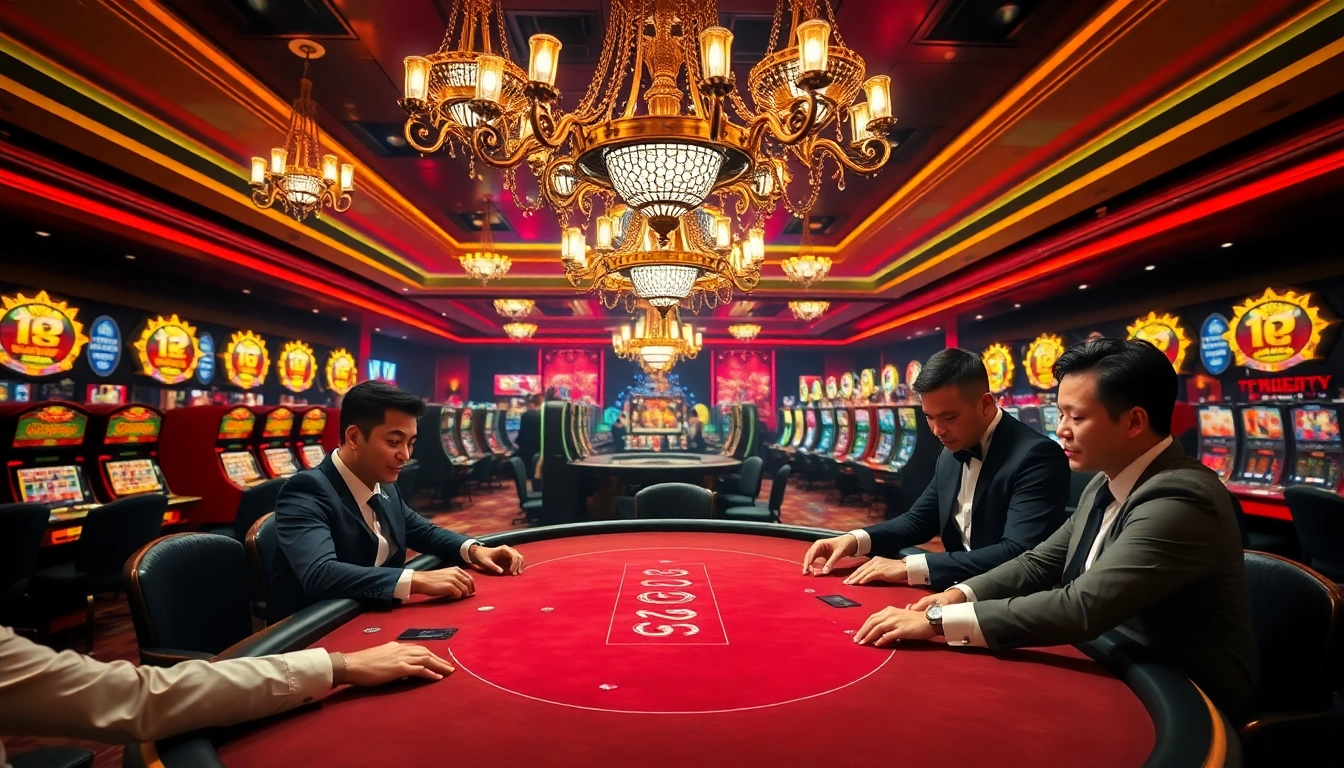 Experience the thrill of jl55 gambling with players at a high-stakes poker table in a luxurious casino.